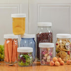 4 Pack 32 oz Clear Wide Mouth Mason Jars with Airtight Lids and White Plastic Mason Jar Lids, Canning Jars