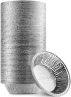 MontoPack Disposable 5" Aluminum Foil Pie/Tart Pans (100 Pack) | 5 Inch Round Cake Pan for Baking Personal Mini Pies, Homemade Cakes & Quiche | Oven Safe Foil Tins Easily Stack & Store Freeze & Reheat