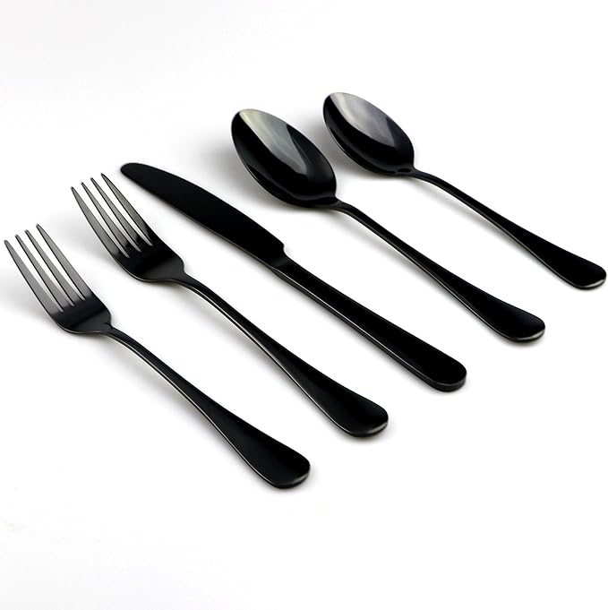 30-Piece 18/0 Stainless Steel Classical Flatware Set, Mirror Polishing Black, Service for 6