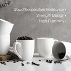 Coffee Mugs Set of 6, 16Oz Large Ceramic Mugs with Comfort Grip, White Porcelain Coffee Cups for Cocoa, Latte, Hot Tea, Cappuccino, Mocha, Milk, Dishwasher Safe, 5.5 x 4.5 inch