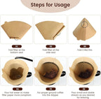 Coffee Filters 200 Count, Size 02 Cone Filters 2-6 Cup, Unbleached Disposable Natural Paper Filters, 02 Cone Filters For Pour Over and Drip Coffee Maker