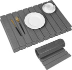 Nuanchu 2pack Large Stone Dish Drying Mat for Kitchen Counter, 23.6"(L)x15.4"(W), Collapsible Diatomaceous Earth Water Absorbing Mat for Dishes Bottles Cups, Match Any Countertop(Dark Grey)