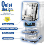 CRANDDI Professional Smoothie Blender, 2200W Commercial Soundproof Quiet blender with Removable Soundproof Shield for Crushing Ice, MilkShakes, Puree, Self-Cleaning, 50oz 110V K80 (Grey)