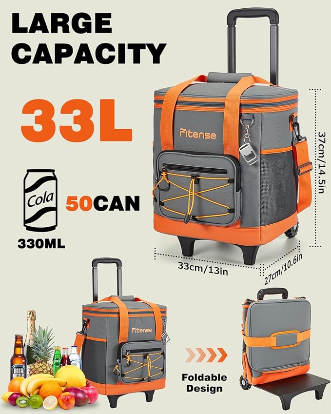 Soft Cooler Bag Insulated 20L/33L, 27/50 Cans Collapsible Camping Coolers 4-Layer Leakproof Portable Ice Chests for Beach, Travel, Picnic, Grocery, Kayaking