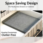 BARTEQ Stone Dish Drying Mat Large - 23.6” X 15.4" Foldable Diatomaceous Stone Drying Mat for Kitchen Counter | Fast Absorbtion | Non-Slip Quick Drying Stone Mat | Moroccan Trellis Grey