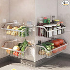 4 Set Hanging Wall Mount Storage Baskets, Multiuse Sturdy SUS304 Stainless Steel Organizing Baskets for Home Kitchen, Bathroom, Pantry Utility, Laundry Organizer,L15.75Inch, D 6.3Inch, H 4.75Inch