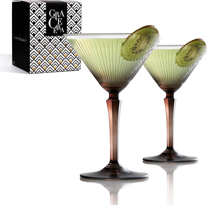Rituals Martini Glasses Set Cocktail Glass Set Premium Glassware Set, for Bar Martini, Cosmopolitan, Gimlet, Gin, and Cocktails, Fancy Manhattan Glasses, Martini Glasses Set of 2-8oz