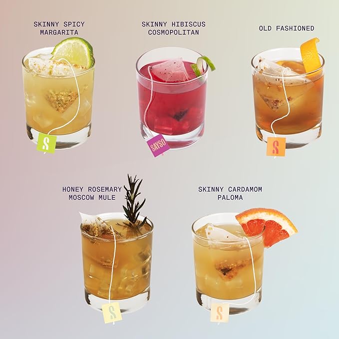 SAYSO Skinny Spicy Margarita, Skinny Hibiscus Cosmo & Skinny Cardamom Paloma Cocktail Tea Bags - - Instant Cocktail or Mocktail Mixers - No Hot Water - Home Bar - Organic Ingredients, 3-Pack