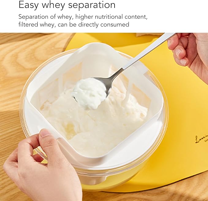 Yogurt Maker with Ultra Fine Mesh Strainer, Yogurt Whey Separator for Homemade Thick Greek Yogurt, Detachable Yogurt Strainer with Pressure Spring