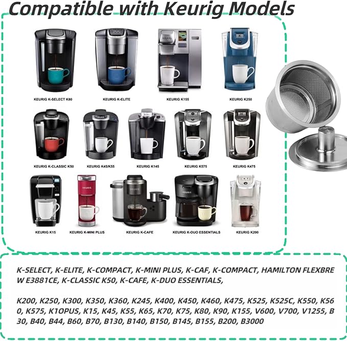 2 Pack Reusable K Cups for Keurig, Stainless Steel Reusable K Pods Coffee Filter, Refillable K Cups Compatible with Keurig 2.0 and 1.0 (2 Pack)