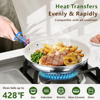 9.5 Inch Nonstick Ceramic Frying Pan, Tri-Ply Stainless Steel Skillet with Stay-Cool Handle, PFAS/PFOA/PTFE Free, No Seasoning Required, High Heat & Induction Safe, Dishwasher/Oven Safe