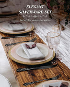 48 Pieces Black Silverware Set for 8, Retro Royal Flatware Set with Steak Knives, Gorgeous Stainless Steel Cutlery Utensil Set Include Forks Spoons and Knives, Mirror Finish,Dishwasher Safe