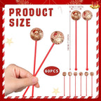 Meanplan 60pcs Christmas Swizzle Sticks Christmas Cocktail Stirrers Plastic Stir Sticks Xmas Santa Claus Snowman Decorations for Birthday Party Coffee Shop Supplies Favors Gifts(Vintage)