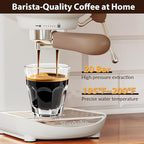 Espresso Machine with Steam Milk Frother Semi Automatic 20 Bar Compact White with Touch Screen for home Cafetera Espresso, Latte, Cappuccino, Americano, Macchiato