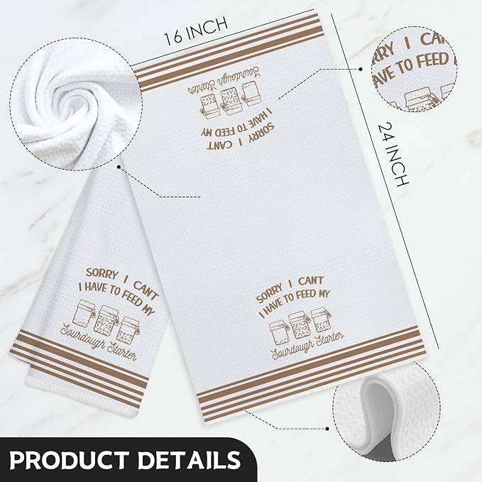 Funny Sourdough Baking Kitchen Towels, Gifts for Sourdough Bakers Tea Dish Towels for Kitchen, Baking Lover Gifts Decorative Hand Towels, 16x24 Inch Yellowish-Brown