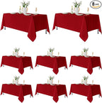 Fitable 8 Pack Table Cloth Rectangle Table: Stain and Wrinkle Resistant Tablecloth Rectangular, Washable Polyester Tablecloths for Wedding Party Dining Banquet Event Catering(Red, 70x120 Inch)
