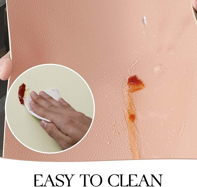 MOSAYT Vinyl Placemats Set of 8, Heat Resistant Place Mats 100% Waterproof Washable & Wipeable Faux Leather Reversible Table Mats for Kitchen Dining Party Indoor Outdoor, 12" x 17", Beige/Pink