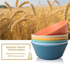 36 oz Wheat Straw Bowl, Unbreakable Cereal Bowls Set of 6, Microwave and Dishwasher Safe Plastic Bowls Reusable, Large Cereal Bowl for Kitchen, Serving, Popcorn, Soup (Multicolor)
