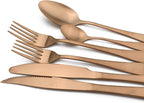 24-Piece Stainless Steel Flatware Set, Matte Rose Gold Finish, Service for 4