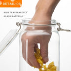 78oz Glass Food Storage Jars with Airtight Clamp Lids, 3 PCS Food Storage Canister for Kitchen & Pantry Organization, Square Mason Jar Containers for Storing Sugar, Flour, Cereal,Coffee,Cookies