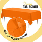 Exquisite 66% Thicker Premium Plastic Table Cloth Rectangle Table Cover 0.5 Mil 12 Pack Orange Table Cloth 54 Inch x 108 Inch Disposable Tablecloth Won't Tear Easily Like Cheap Thin Brands