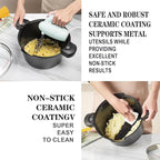 8.5qt Pasta Pot with Strainer Lid, Cast Aluminum Stockpot Multipot, Nonstick Ceramic Coating make Cleanup easy with Tempered Glass Lid, Dishwasher Safe, Induction, Black (Black, 8.5 Quarts)