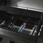 4 Burner Gas Grill Cast Iron Griddle Grill Combo, BBQ Propane Grills with Side Burner 50000BTU Heavy Duty Barbucue Grill With Cover, Black