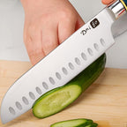 Santoku Knife 7 Inch, Ultra Sharp Japanese Chef Knife, High Carbon Stainless Steel Kitchen Knife with Gift Box and Resin Wood Handle, Ideal Gift for Men and Women