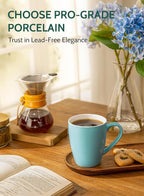 Sweese Porcelain Coffee Mugs - 16 Ounce (Top to the Rim) for Coffee, Latte, Tea, Cocoa, Set of 4, Turquoise