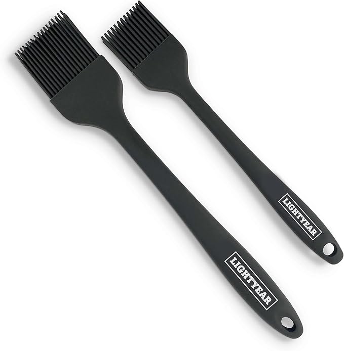 Lightyear Silicone Basting Pastry Brush Set (2 Pcs) ❘ 450°F Heat Resistant Oil Brush for Your Kitchen - Ideal For BBQ’s, Baking & Cooking | 100% Food Grade Silicone - BPA Free & Dishwasher Safe