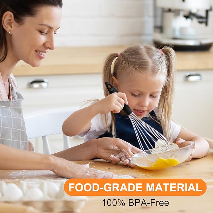 HOTEC 4 Pieces Stainless Steel Whisks Set, Wire Balloon Whisks Egg Beater, Thicken Wire &Non-slip Handle Whisk Perfect for Cooking, Stirring, Beating and Blending (Silver)