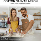 Chef Apron for Men Women with Gift Box Pack, Cross Back Apron with Pockets for Kitchen Cooking Baking Artist Painting, Cotton Canvas Work Aprons for Shop, Garden, Restaurant, Cafe (Yellow, M to XXL)