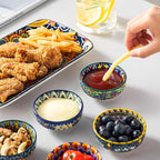 vancasso SIMI 2.7 Oz Ceramic Dipping Bowls Sets of 6, Bohemian Small Bowls for Sauce, 3 Inch Mini Appetizer Plates for Soy Sauce, Sushi, Condiments & Side Dishes, Microwave & Dishwasher Safe