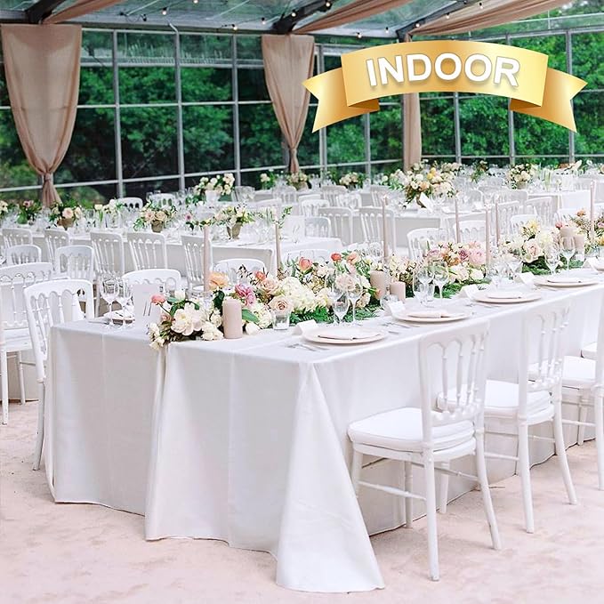 sancua 6 Pack White Tablecloth 90 x 156 Inch - Rectangle Table Cloth for 8 Feet Tables Stain and Wrinkle Resistant Washable Polyester Table Cover for Dining Wedding Banquet Party Buffet Restaurant