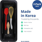 BLUE GINKGO Sink Colander Baskets - (Pack of 2) Wash Vegetables and Fruits, Drain Cooked Pasta and Dry Dishes - Extendable - New Home Kitchen Essentials (2 Black)