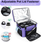 Slow Cooker Carrying Bag, Double Layer Insulated Design Slow Cooker Carrier with Removable Hard Liner and Pot Lid Fastener Fit for 6-8 Quart Crock Pot, Purple