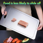 New Titanium Cutting Board with Grooves, Cutting Boards For Kitchen, Double-Sided Food-Grade Titanium Cutting Board For Cutting Meats, Fruits And Vegetables (9.84x5.9in)