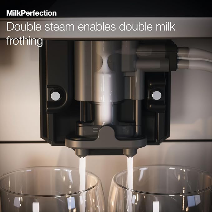 Miele CM 6360 MilkPerfection Automatic Coffee Machine - OneTouch for Two, AromaticSystem, 8 individual profiles, DoubleShot, WiFi-compatible, LED lighting, in Lotus White CleanSteel Metallic