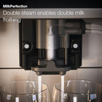 Miele CM 6360 MilkPerfection Automatic Coffee Machine - OneTouch for Two, AromaticSystem, 8 individual profiles, DoubleShot, WiFi-compatible, LED lighting, in Obsidian Black CleanSteel Metallic