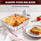 EWFEN 8 x 8 Inch Square Cake Pan, Stainless Steel Baking Pan for Lasagna Brownies Casseroles, Square Bakeware for Oven Cooking, Non-Toxic & Rust-resistant, Dishwasher Safe, 2 Pack