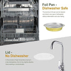 10.5" Aluminum Foil Pans with Integrated Handles and Snap-On Lids (10 pcs) | 2X Thickness Heavy-Duty Reusable Tin for Baking and Cooking