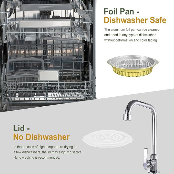 10.5" Aluminum Foil Pans with Integrated Handles and Snap-On Lids (10 pcs) | 2X Thickness Heavy-Duty Reusable Tin for Baking and Cooking