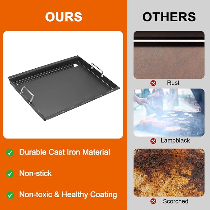 Full-Size Griddle Inserts for Nexgrill Home Depot 4 Burner & 5 Burner Grills 720-0830H 720-0830X 720-0888 720-0888N, Flat Top Griddle with Silicone Handles for Nexgrill 5 Burner 720-0882A 720-0882S