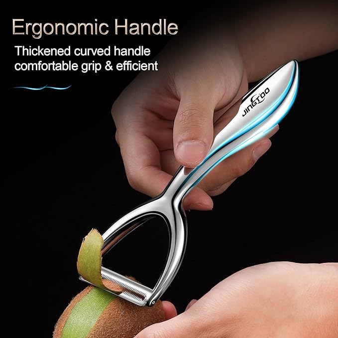 Premium Vegetable Peeler Stainless Steel，Ultra Sharp Potato Peelers, Fruit Veggie Peeler Swivel Blade, Y Shaped Apple Carrot Peelers for Kitchen Ergonomic Handle - 5 Years Warranty (Serrated)