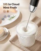 Maestri House Rechargeable Milk Frother with Stepless Speed Control, LunaFro 2.0 Handheld Electric Foam Maker Waterproof Drink Mixer Foamer for Lattes, Cappuccino