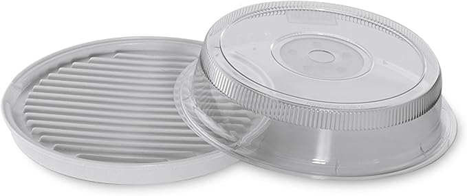 Nordic Ware Microwave 2-Sided Round Bacon and Meat Grill and 10-Inch Deluxe Microwave Plate Cover