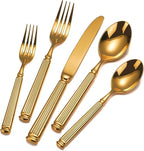 40-Piece Heavy Duty Gold Silverware Set for 8, 18/10 Stainless Steel Flatware, Extra Thick Heavy Flatware Set, Perfect for Weddings Gifts