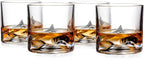 LIITON Mount Everest Heavy Crystal Whiskey Glasses Gift Set of 4, Thick Freezable Bourbon Glass 1lb Each, Premium Whiskey Gifts for Men, Frozen Crystal Chills Cocktails, 10 oz
