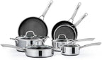 ROVSUN 11 Pcs Non-Stick Cookware Set, Stainless Steel Pots and Pans Set with Lids, Non-Toxic Kitchen Set Chef's Pan, PFOA & PTFE Free, Compatible for All Cooktops