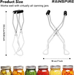 Rainspire Canning Jar Lifter, Canning Tongs Jar Lifter, Canning Tools, Canning Supplies for Home Kitchen, Stainless Steel, White